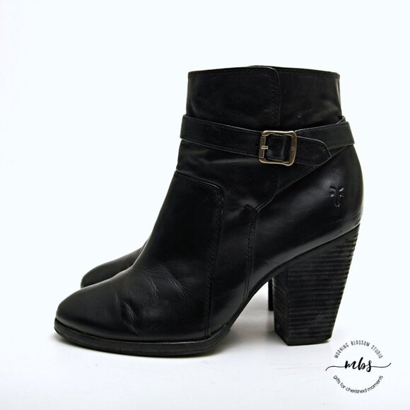 Frye Patty Buckle Side Zip Riding Heeled Booties - Picture 6 of 15